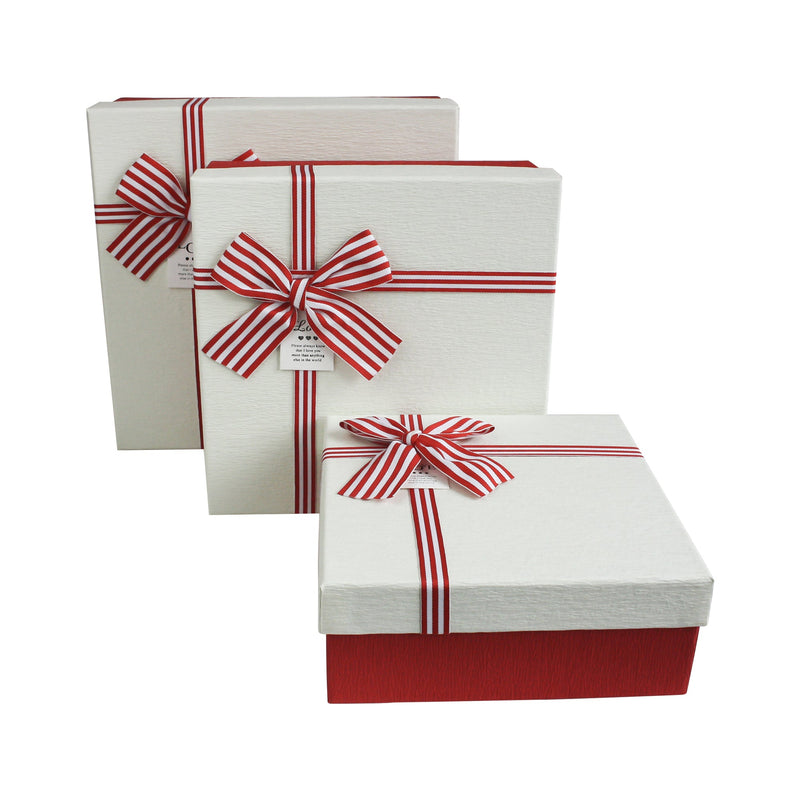 White Striped Bow Gift Box