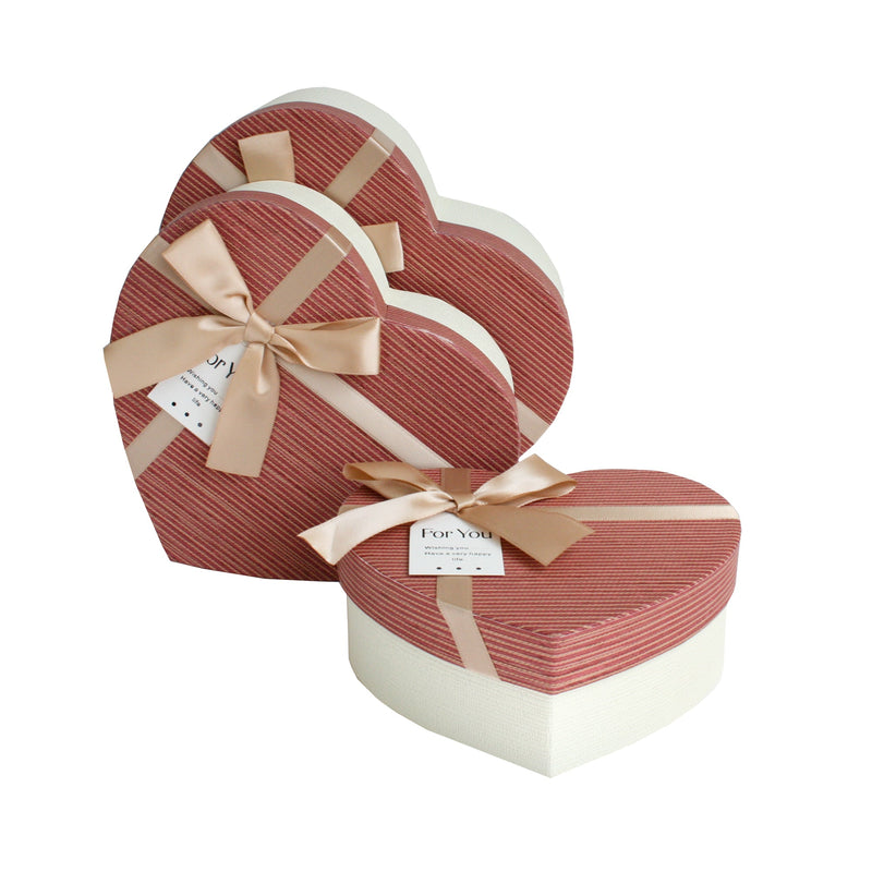 Cream Burgundy Striped Gift Box
