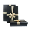 Black & Cream Satin Ribbon Gift Box Set of 3 with Shredded Paper