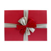 Red Box & Cream Satin Ribbon Bow Gift Box with Shredded Paper