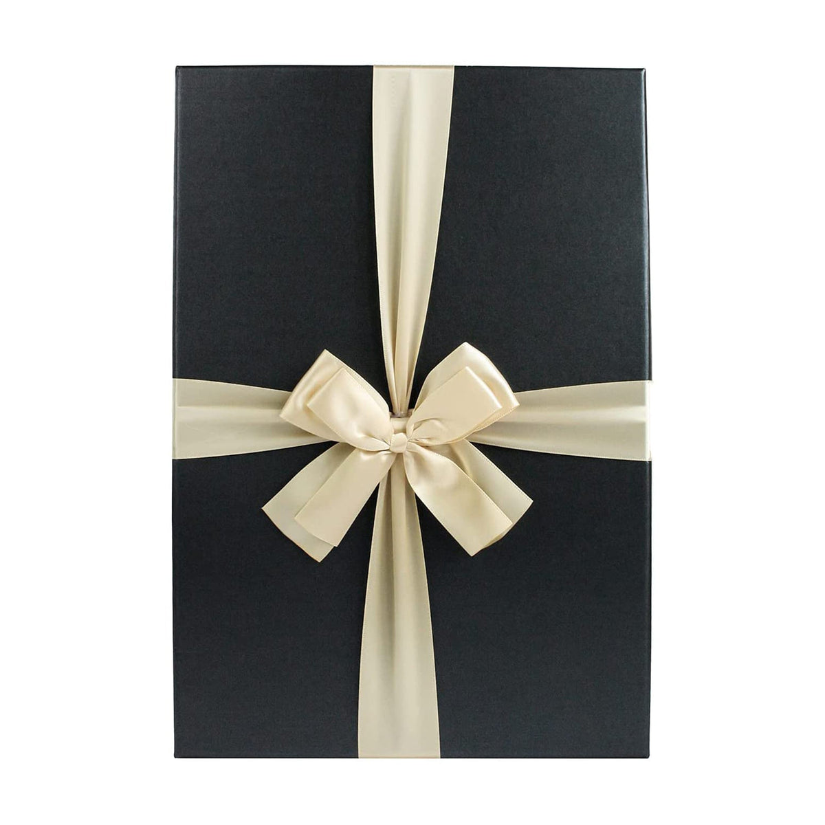 Black Gold Bow Gift Box with Shredded Paper