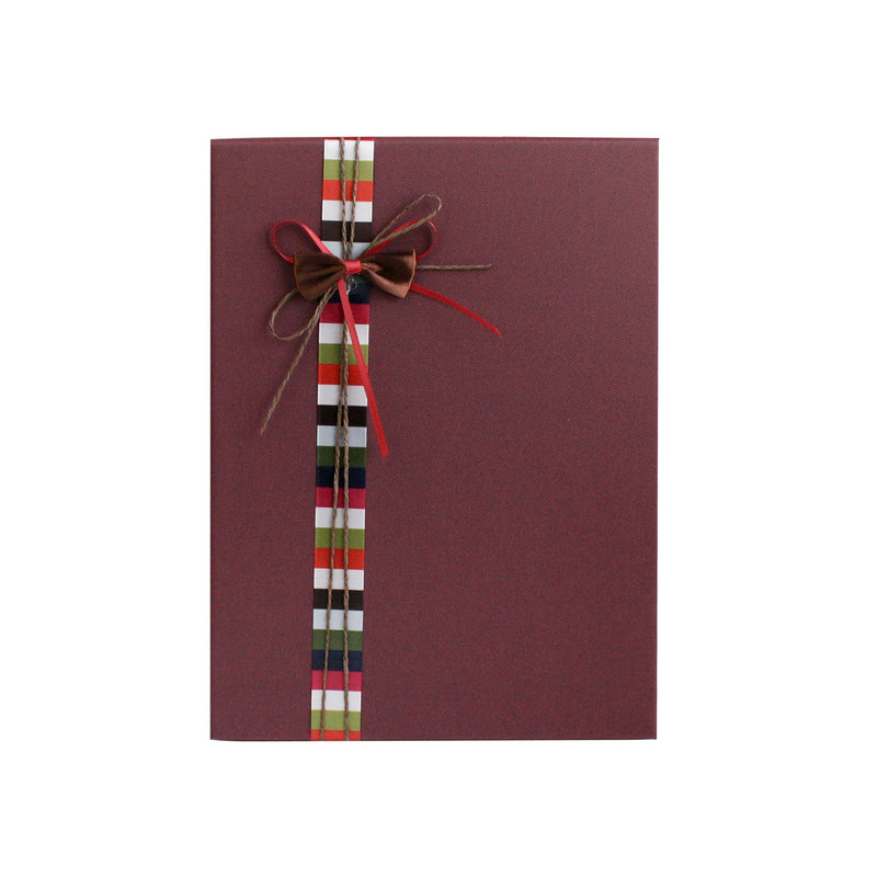 Textured Burgandy with Multicolored Stripes Ribbon