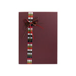 Textured Burgandy with Multicolored Stripes Ribbon Gift Box