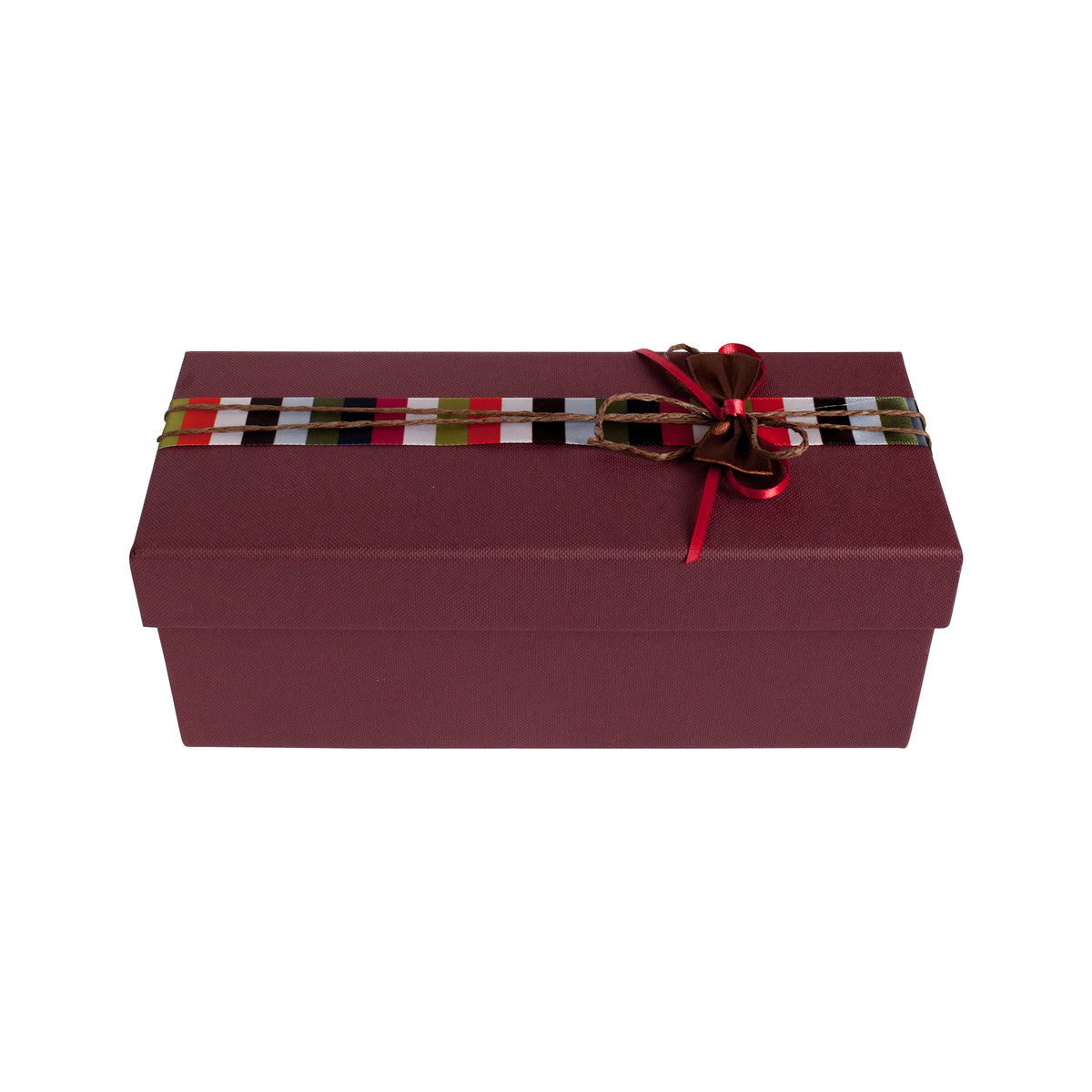 Elegant Burgundy Striped Gift Box - Single