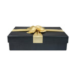 Black Gold Bow Gift Box with Shredded Paper