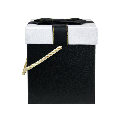 Black Silver Glitter with Black Ribbon Gift Box