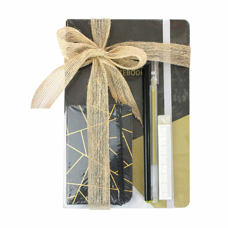 Marble Notebook Gift Set - Black/Gold