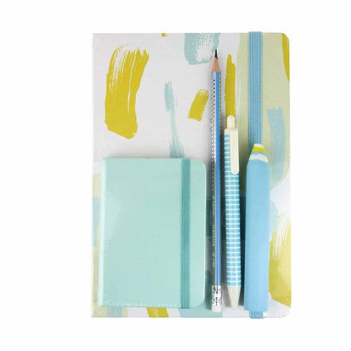 A5 & A7 Pastel Painted Notebook Gift Set - Blue