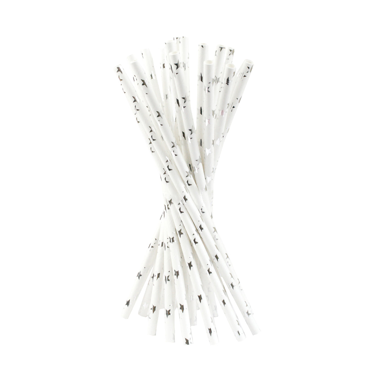 Silver Stars Paper Straw