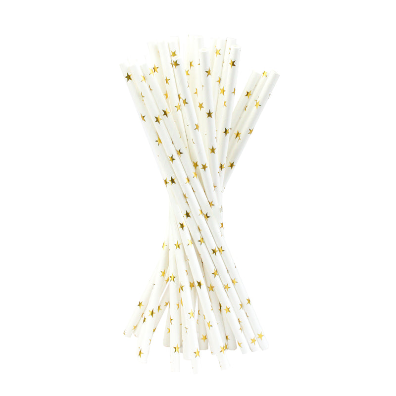 Gold Stars Paper Straw