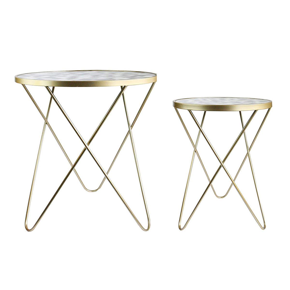 Geometric Pattern Coffee Table - Set of 2