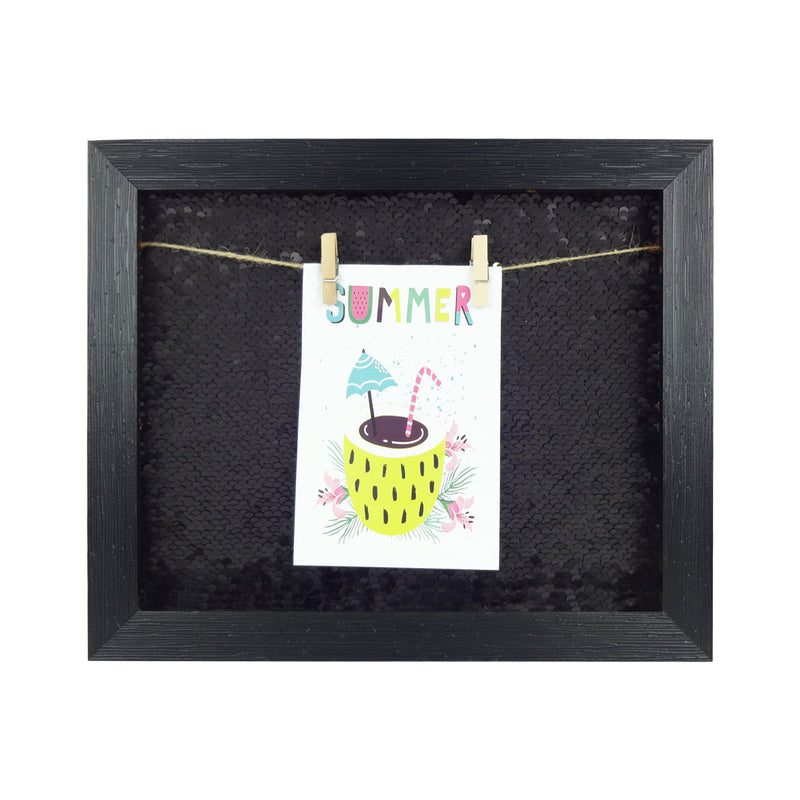 Small Sequin Photo Frame - Black/Gold