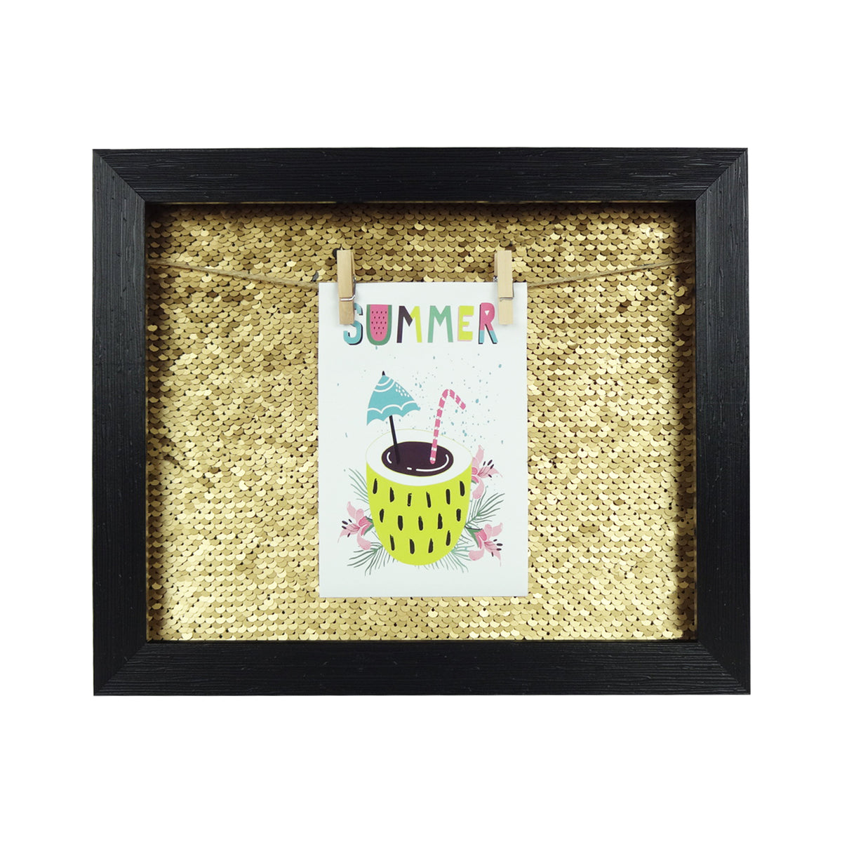 Small Sequin Photo Frame - Black/Gold