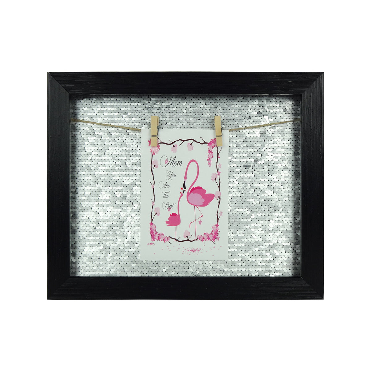 Small Sequin Photo Frame - Black/Silver