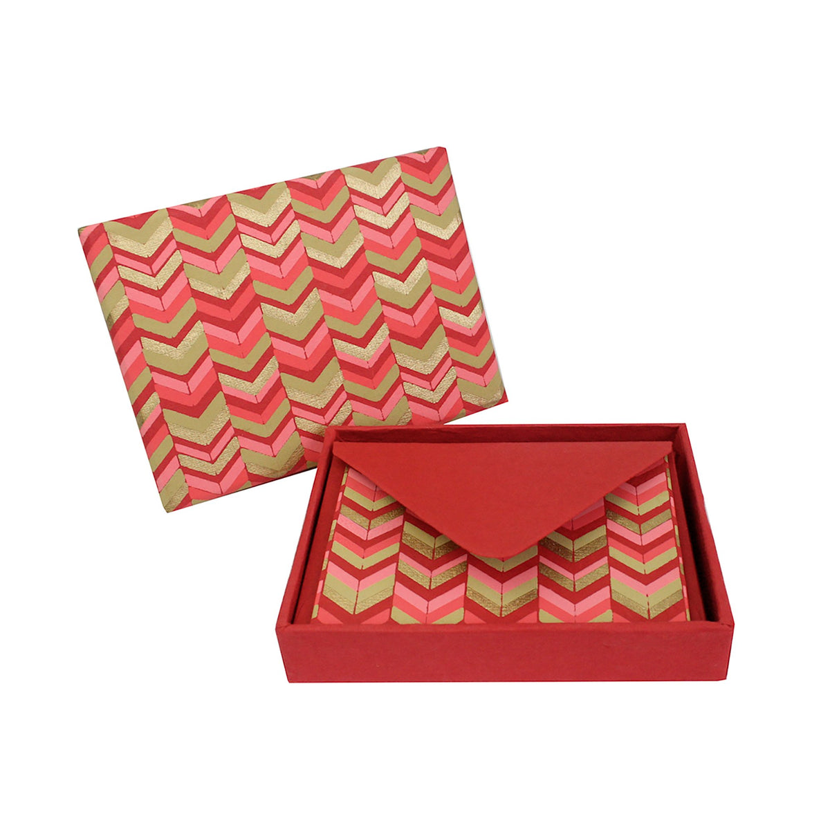 ENVELOPES WITH NOTECARD IN GIFT BOX PACK OF 6 - RED GOLD