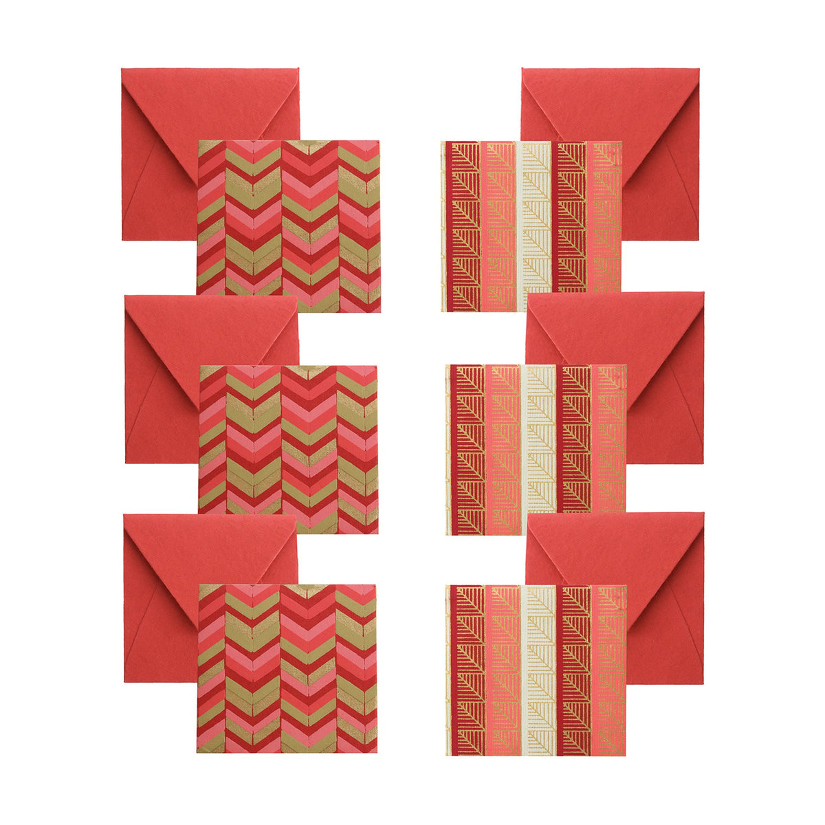 ENVELOPES WITH NOTECARD PACK OF 6 - RED GOLD