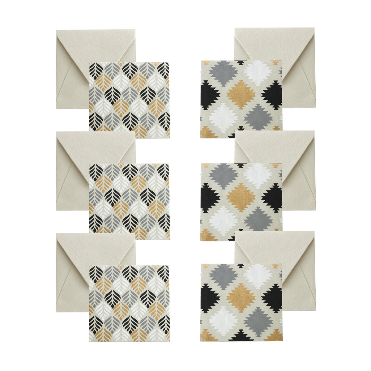 ENVELOPES WITH NOTECARD PACK OF 6 - BLACK GOLD