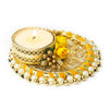 Round Tea Light Candle Holder - Yellow Set of 2