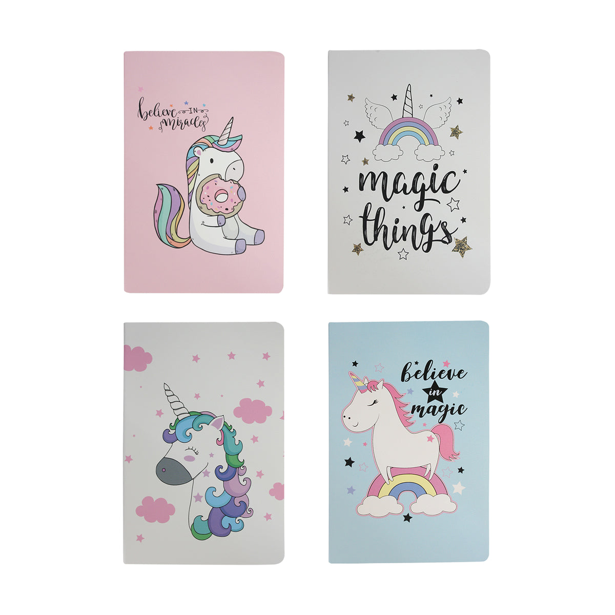 B5 Unicorns Softcover Notebook - Set of 4