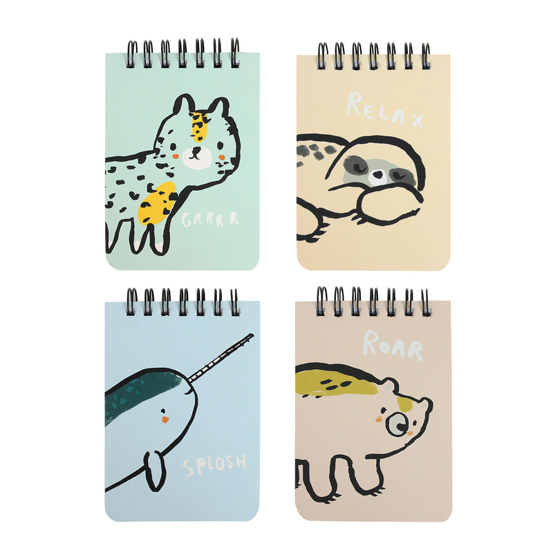 A7 Cartoon Animal Notebook - Set of 4