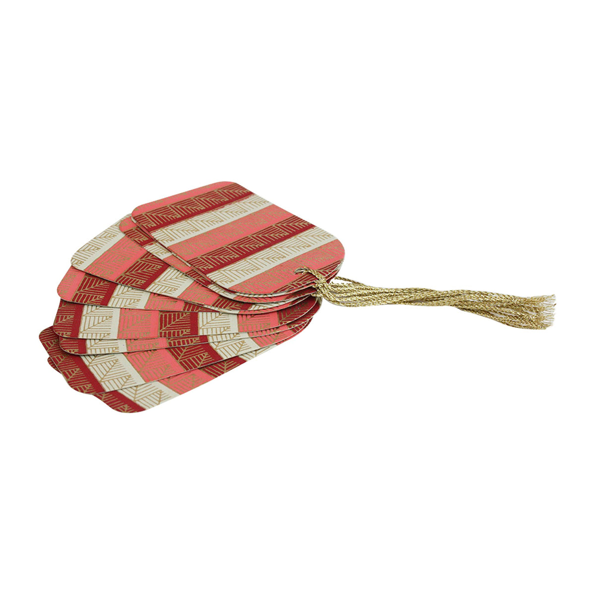 HANDMADE PAPER TAGS PACK OF 10 - RED GOLD