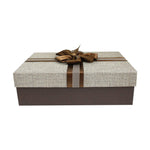 Brown with Satin Ribbon Gift Box with Shredded Paper