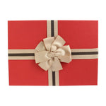 Red Brown Bow Gift Box with Shredded Paper