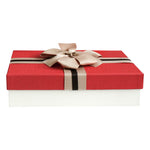 Red Brown Bow Gift Box with Shredded Paper