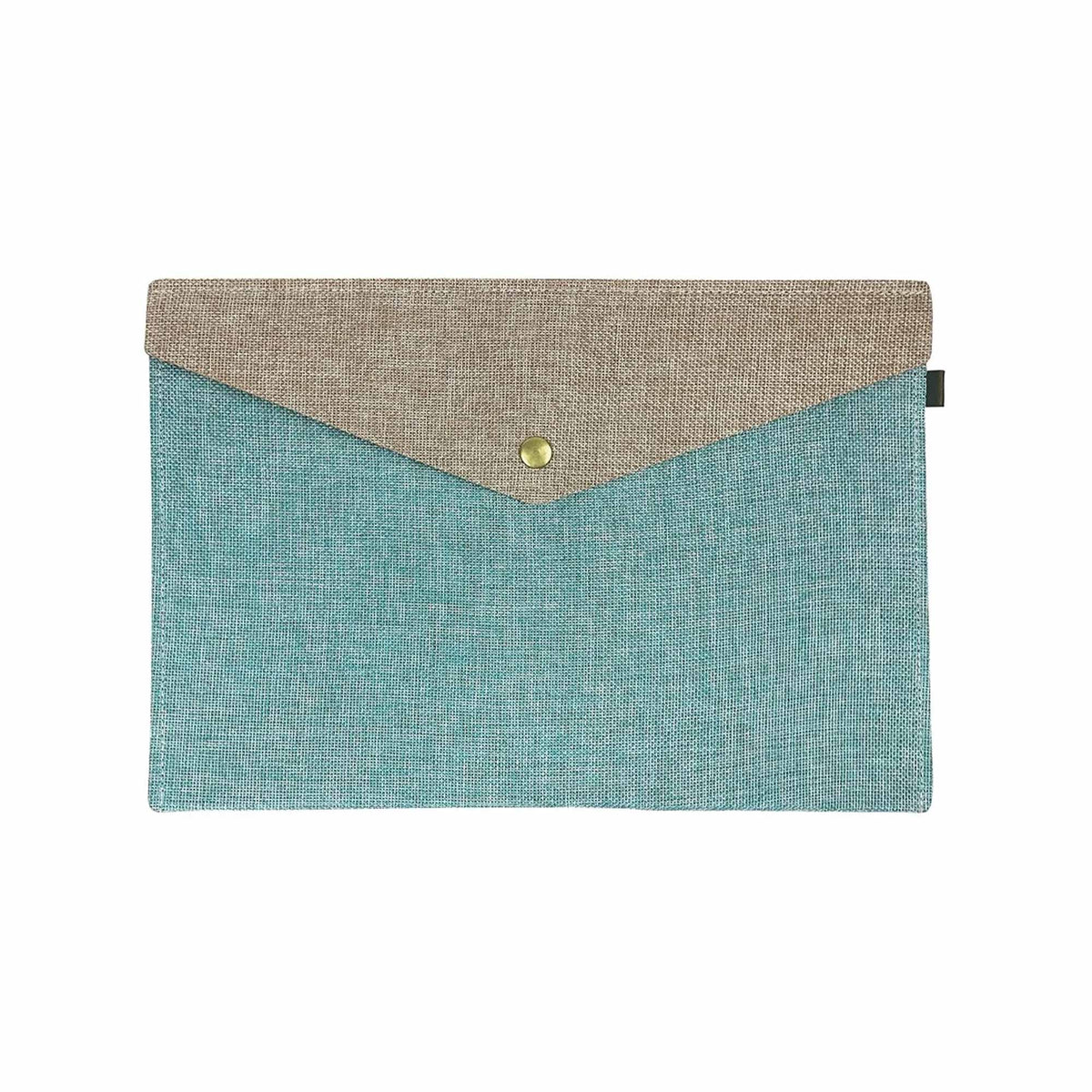 Two Tone Fabric A4 Documents Folder Pouch - Blue & Brown