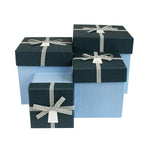 Light Blue Striped Bow Gift Box